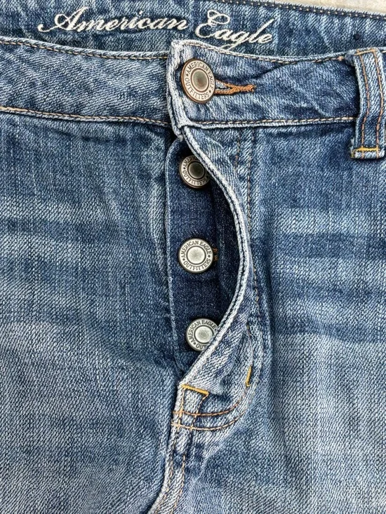 American Eagle Outfitters Distressed Denim Mini Skirt - Blue Wash - Size 12 - Picture 4 of 10